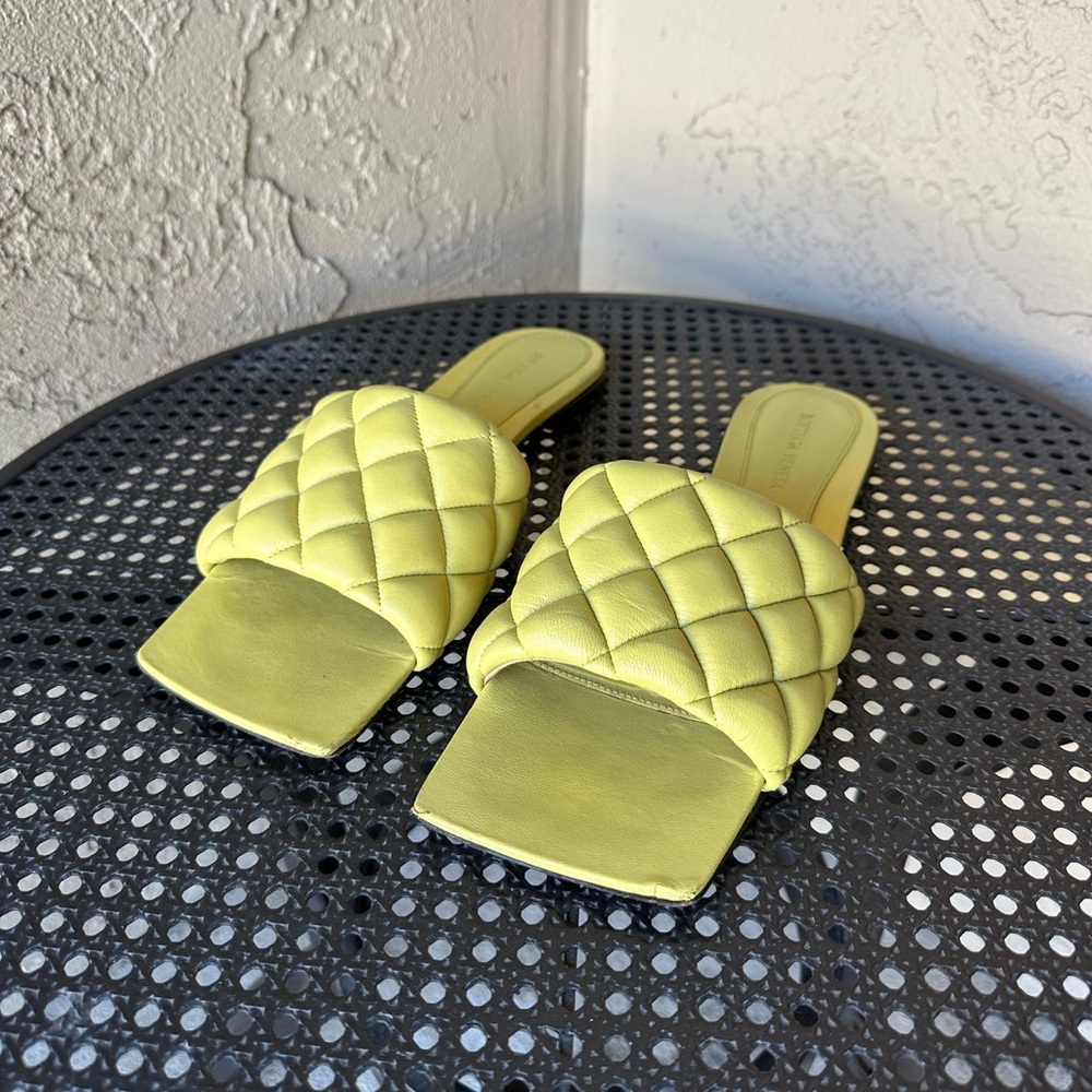 Bottega Veneta Yellow Quilted Slide Sandals (Size 40)